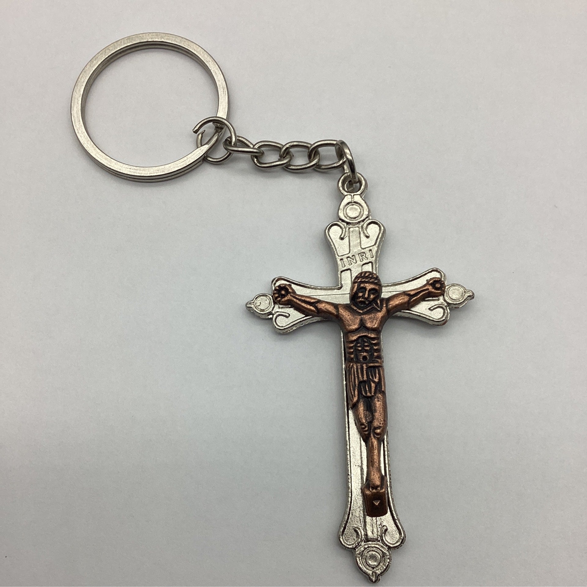 Sterling silver cheap cross keychain